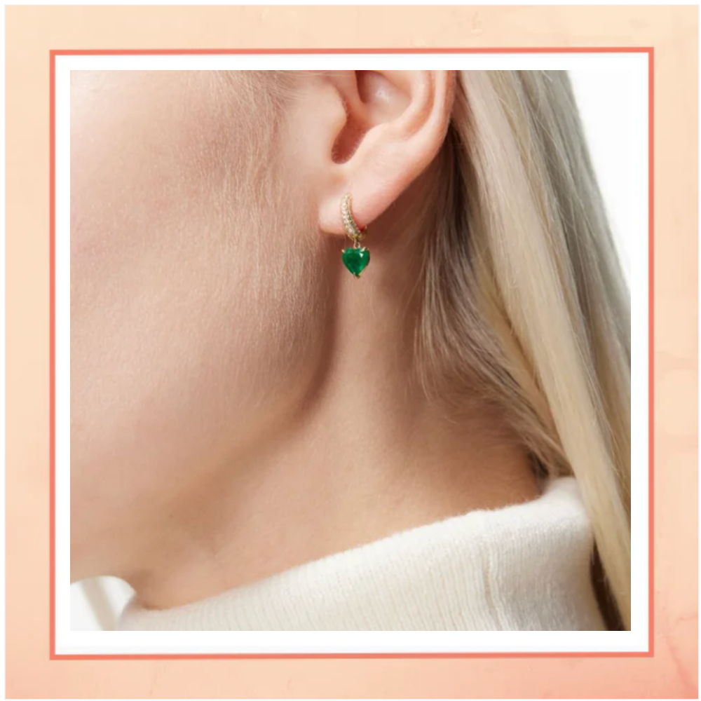 Green Heart Drop Earrings