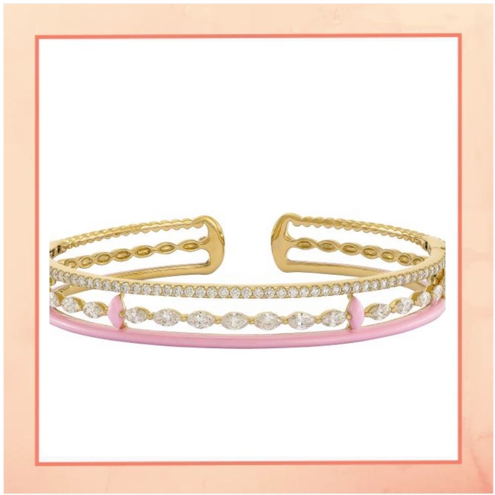 Pink Enamel Delicate Bangle
