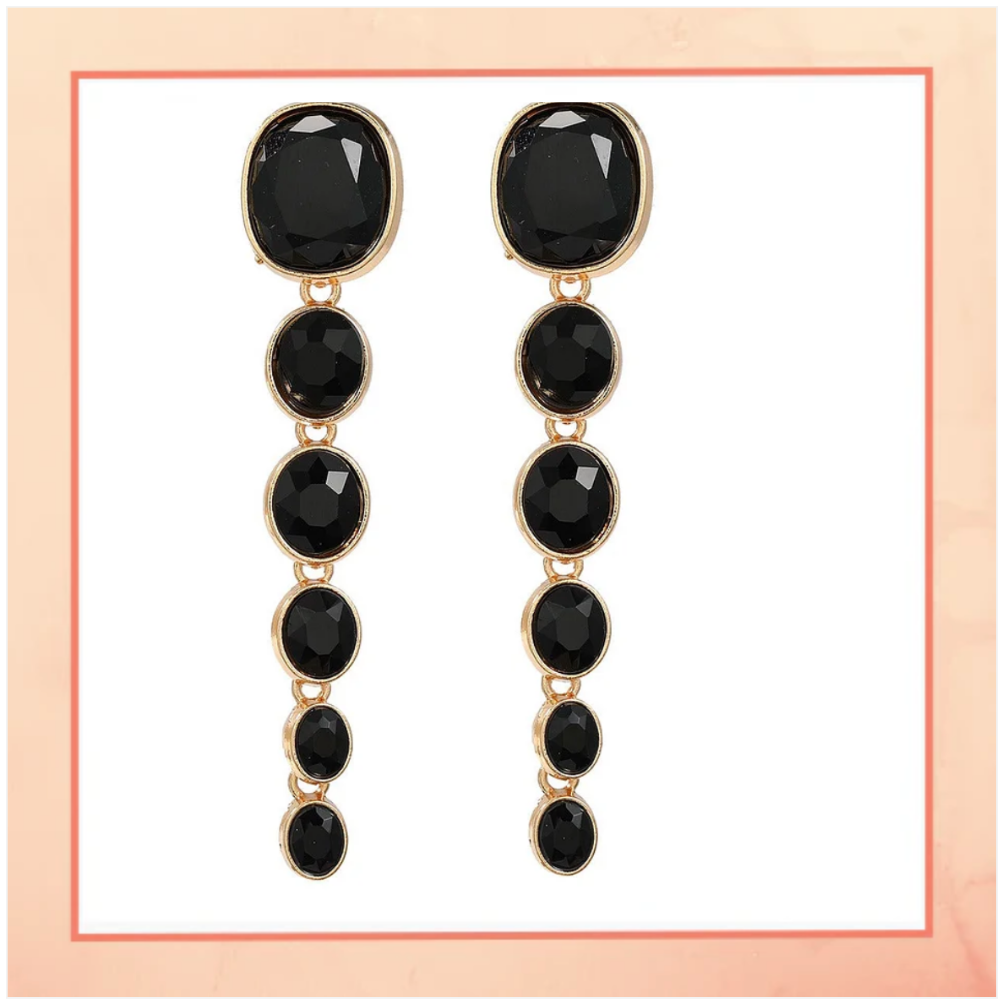 Black Drop Long Earrings