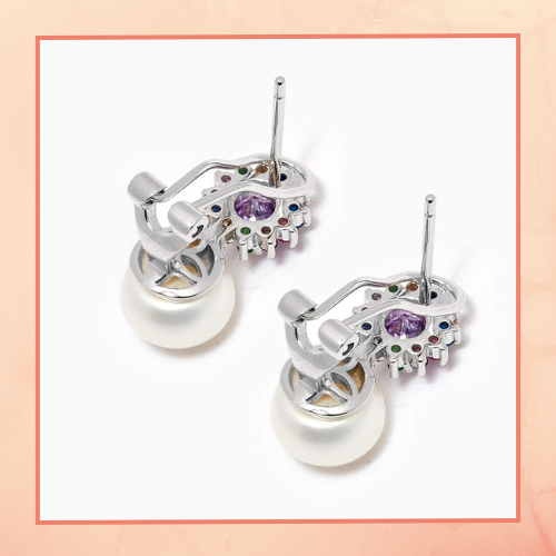Flower with Pearl Drop Earrings
