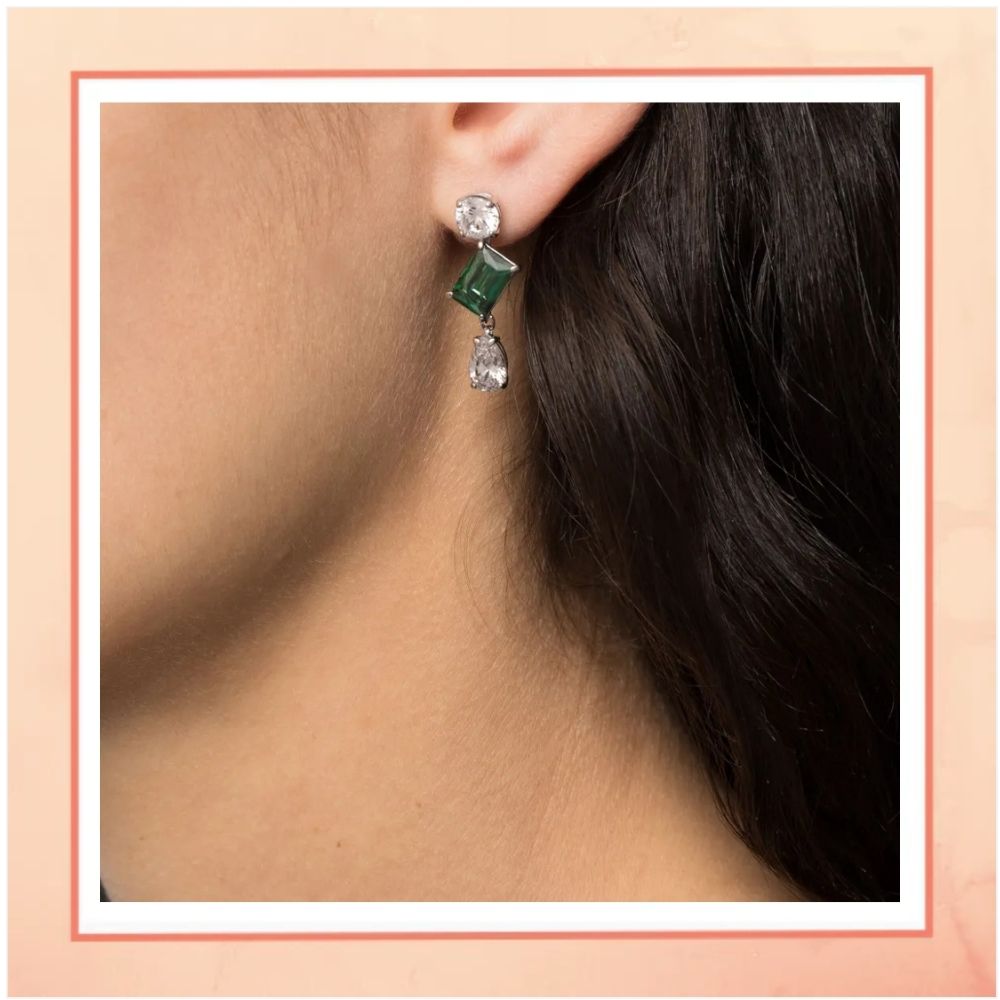 Green Diamond Drop Earrings