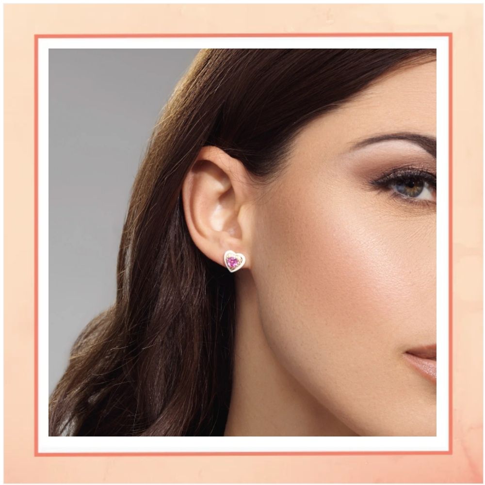 White Enamel Hear Earrings