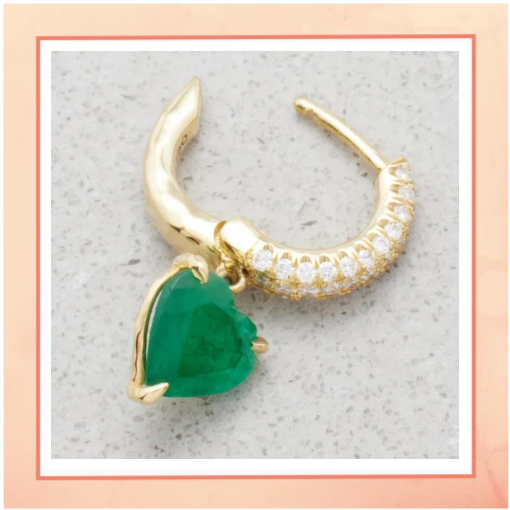 Green Heart Drop Earrings