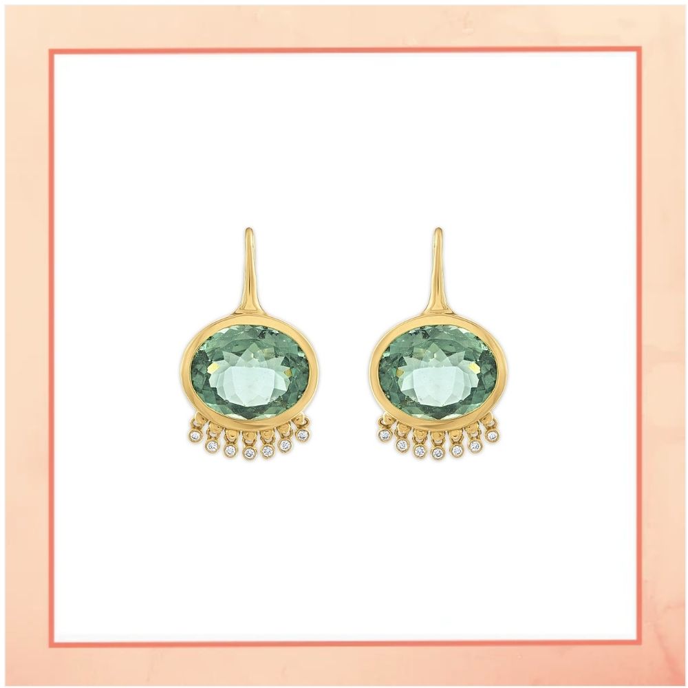 Delicate Emerald with Drop Earringss