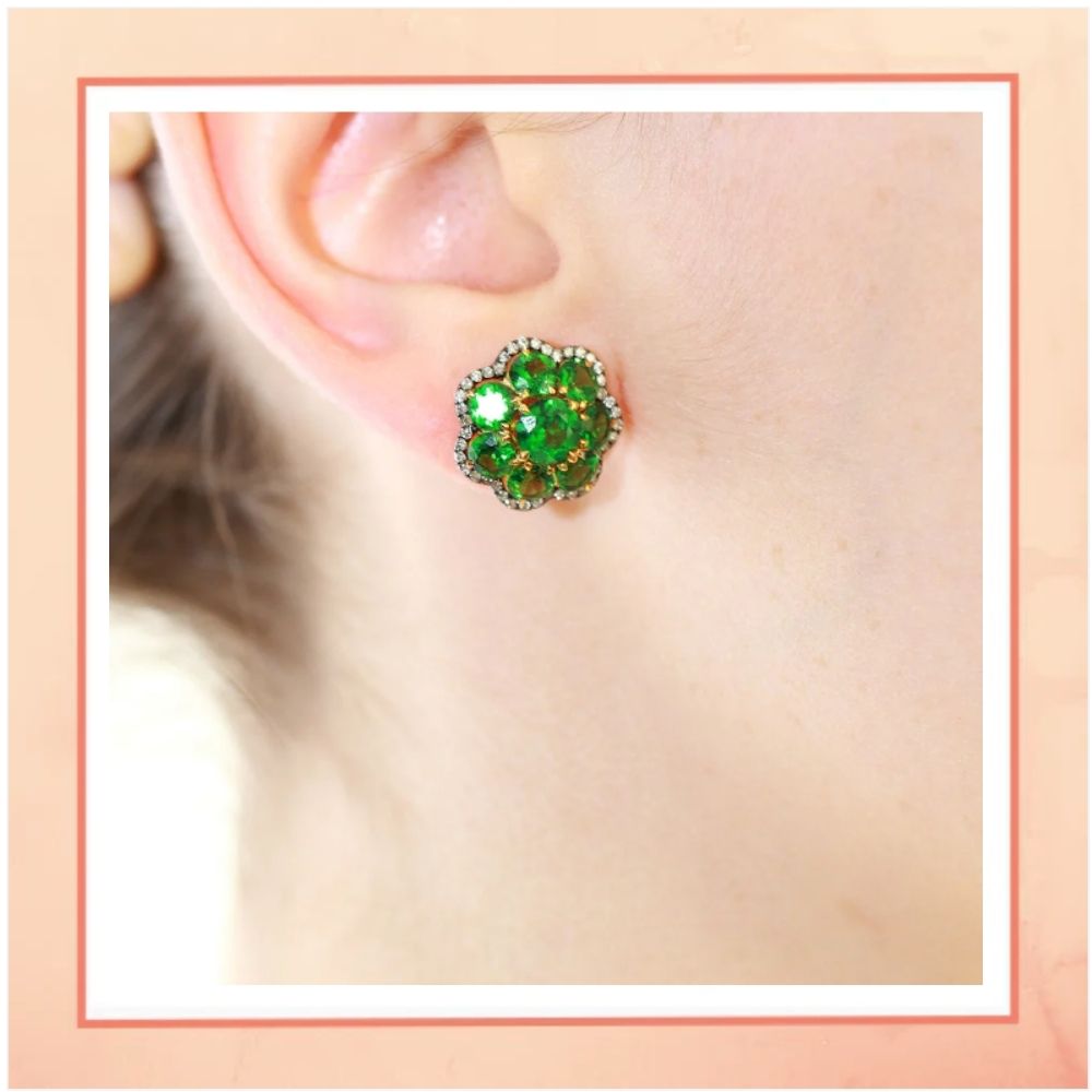 Oxidised Polish Green Earrings