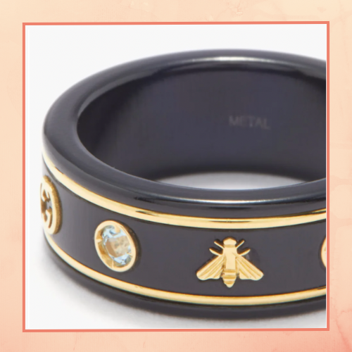 Black Enamel with Charm Rings