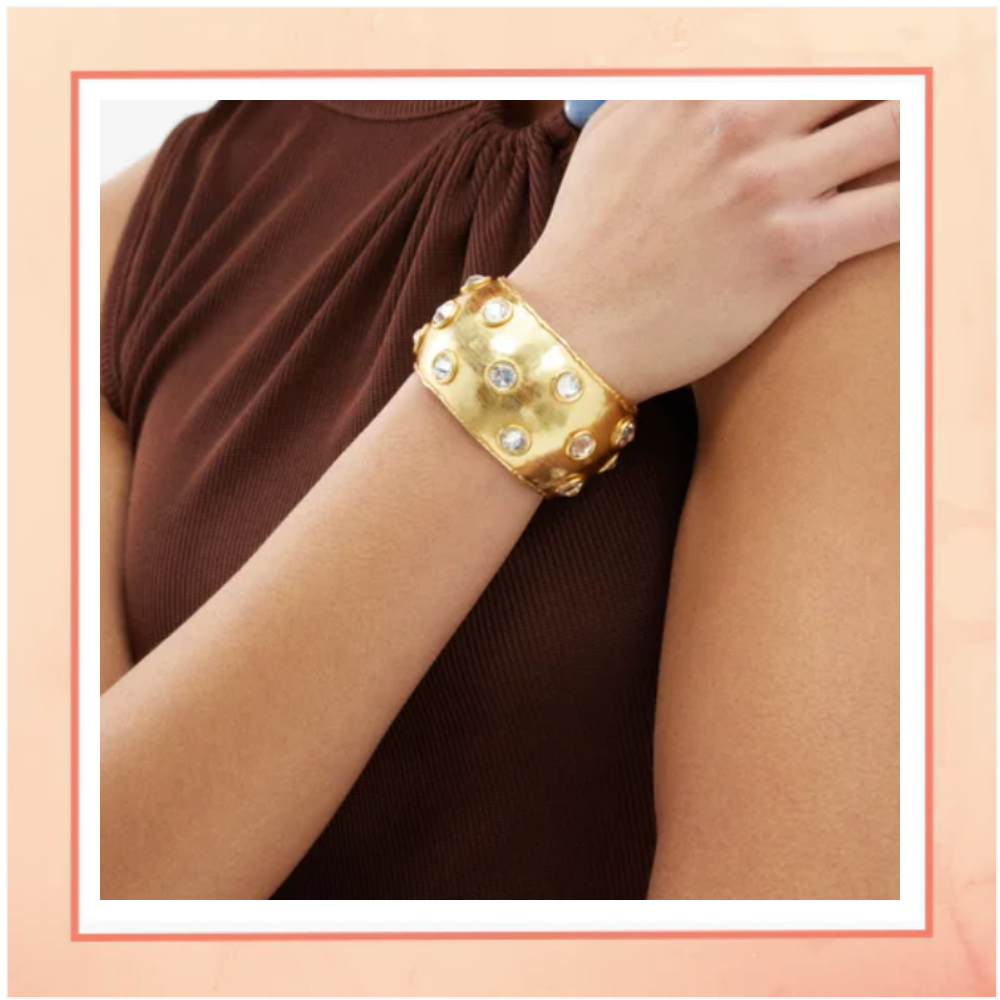 Broad Cuff With White Stones Bracelet