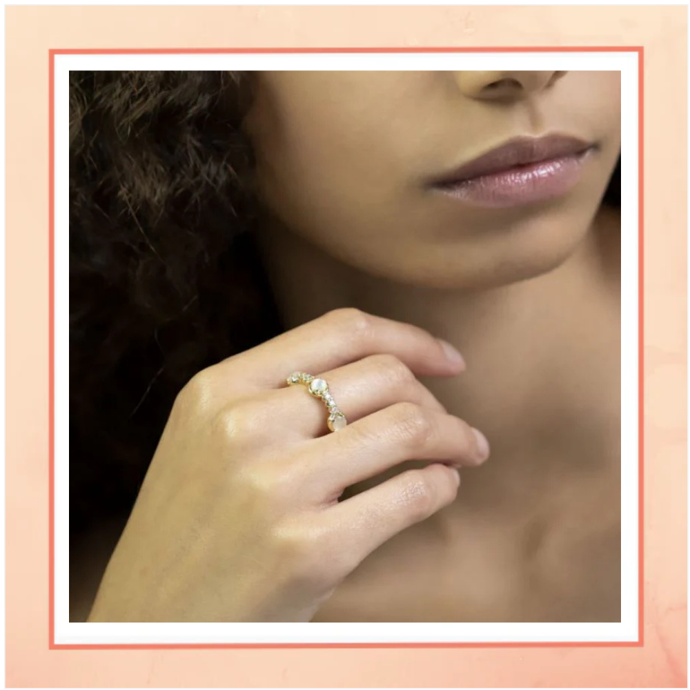 Delicate Moon Stone Ring