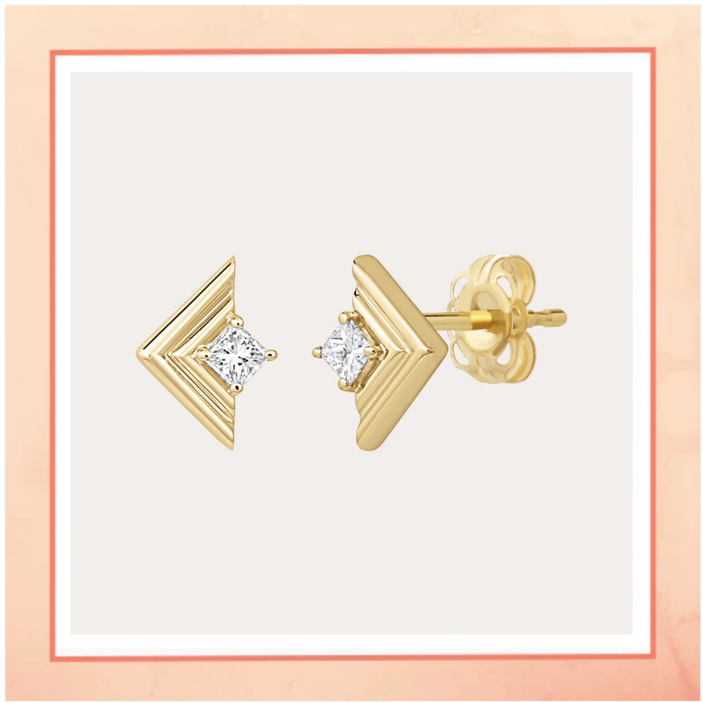 Simple Single Stone Earring Studs