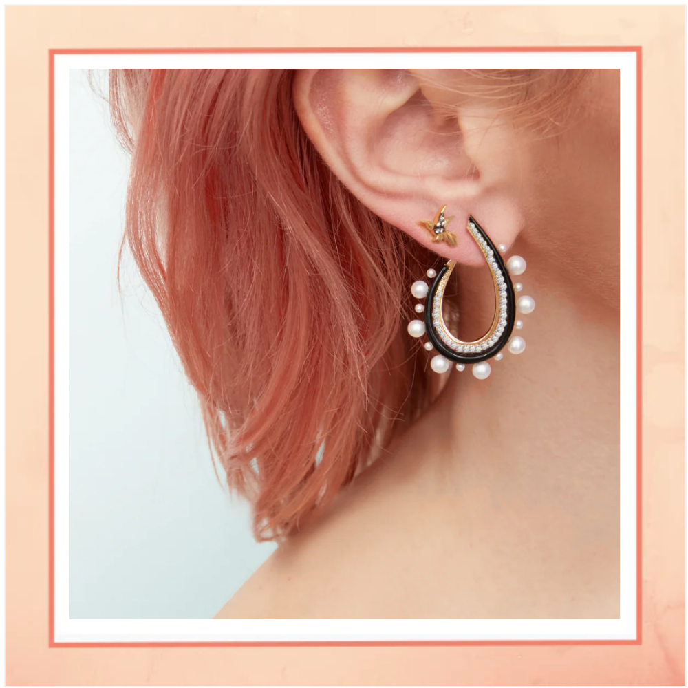 Black & White Moon Earrings