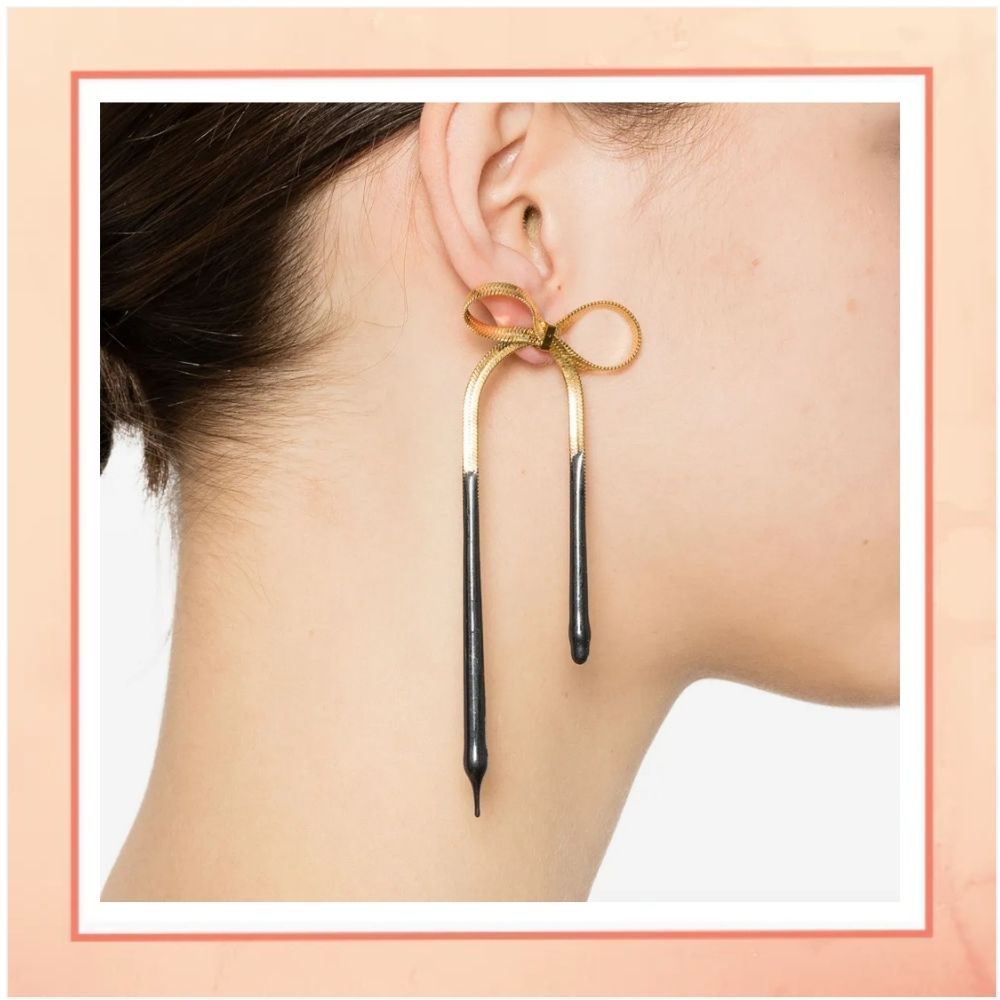 Gold & Black Bow Earrings
