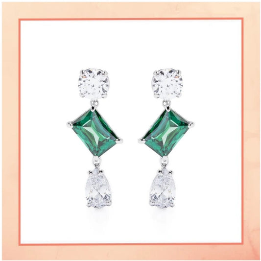 Green Diamond Drop Earrings