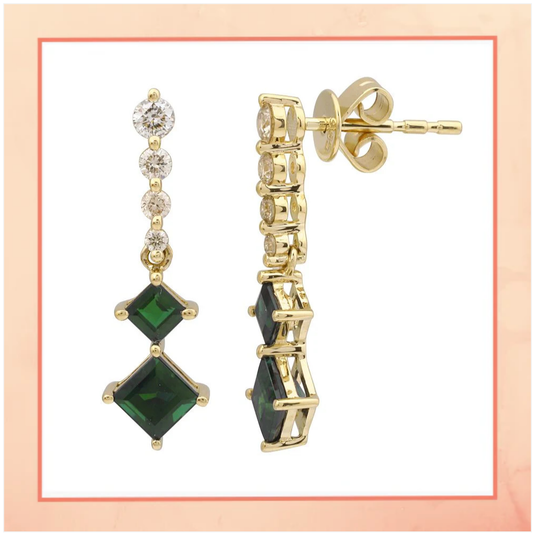 Square Emerald Drop Earrings