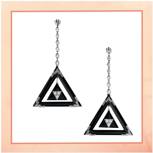 Black Enamel Triangle Earrings