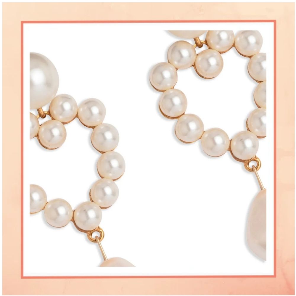 A Heart & Pearls Earrings
