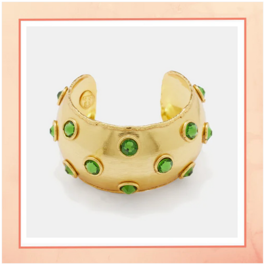 Copy of Broad Cuff With Green Stones Bracelet