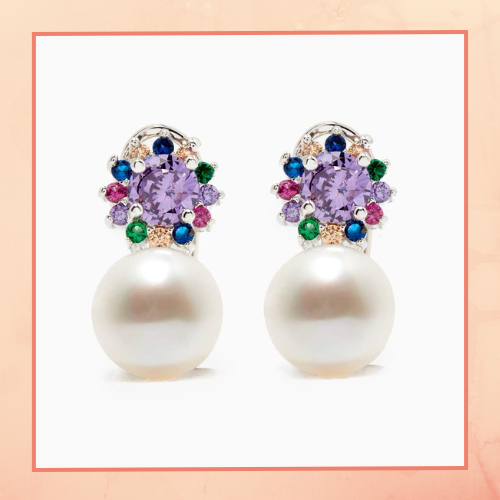 Flower with Pearl Drop Earrings