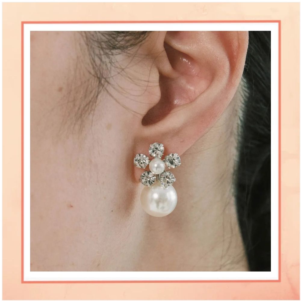 Pearl Drop Flower Earrings