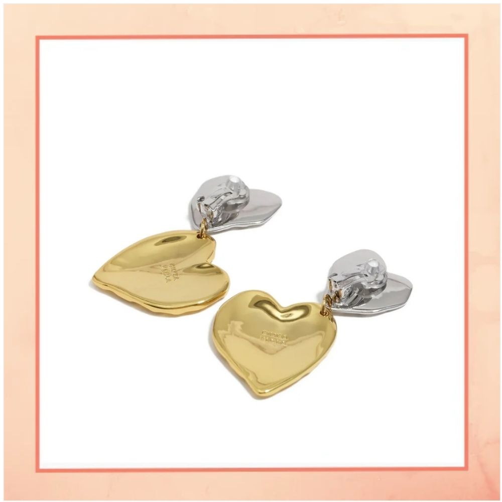 White & Gold Heart Earrings