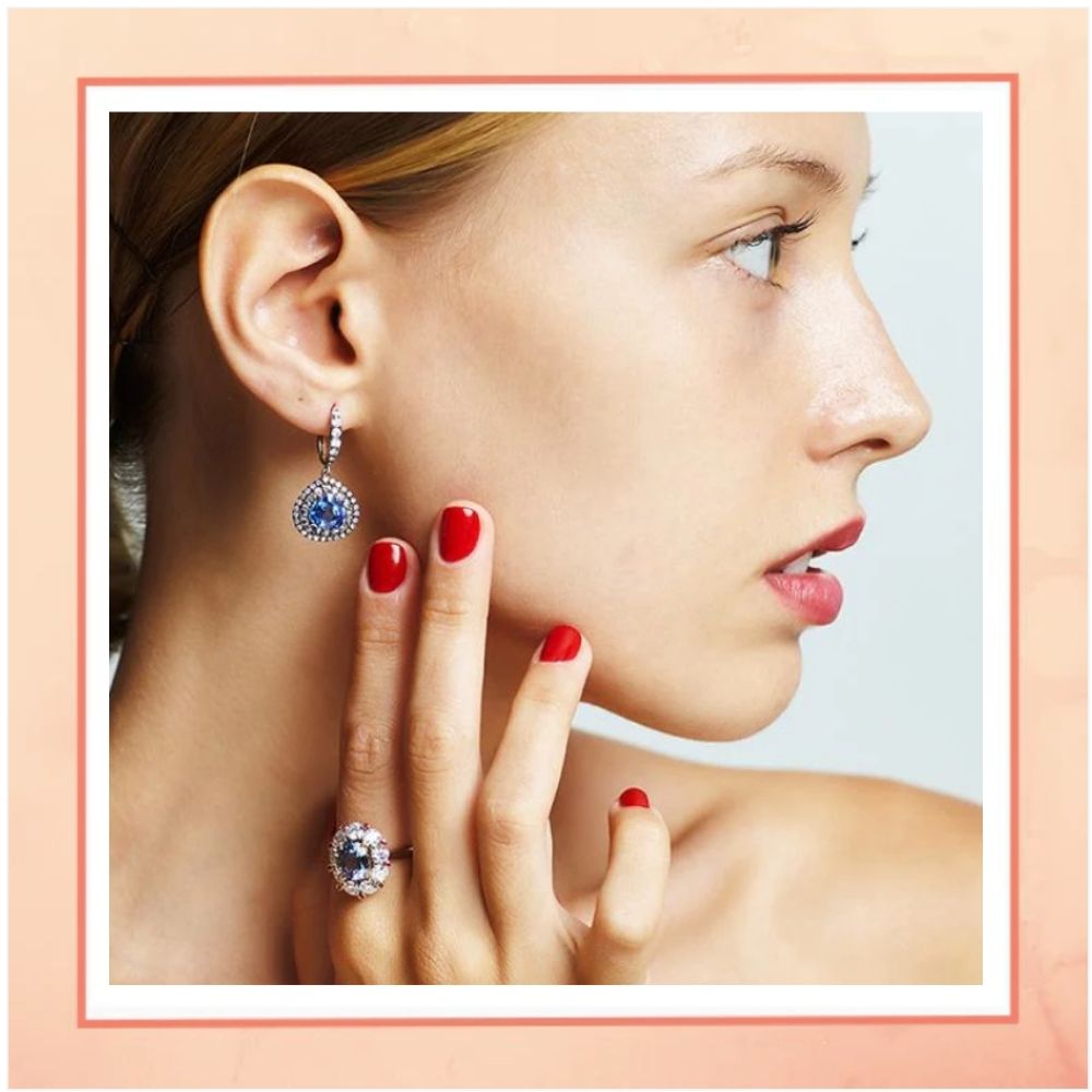 Oxidised Polish Blue Drop Earrings