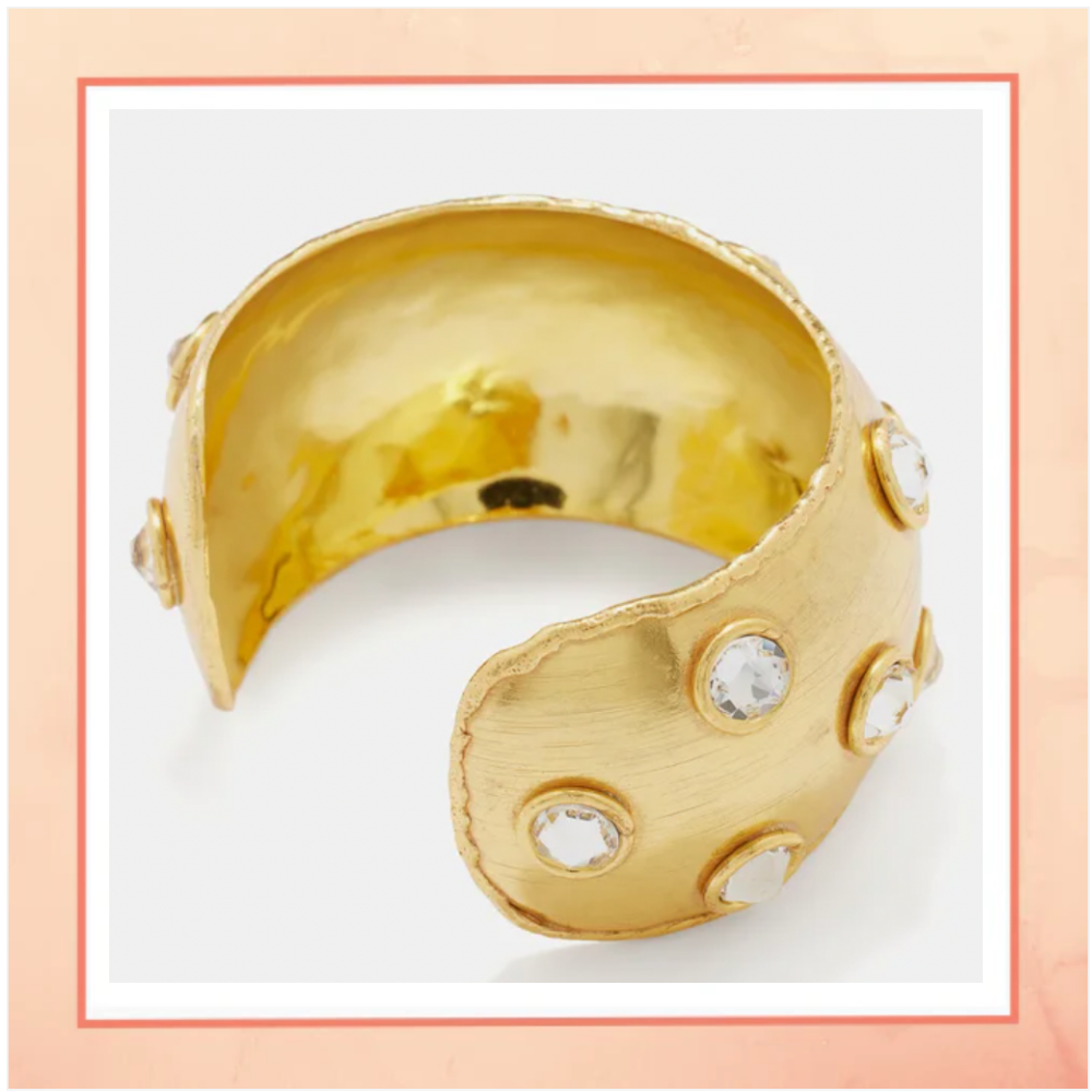 Broad Cuff With White Stones Bracelet