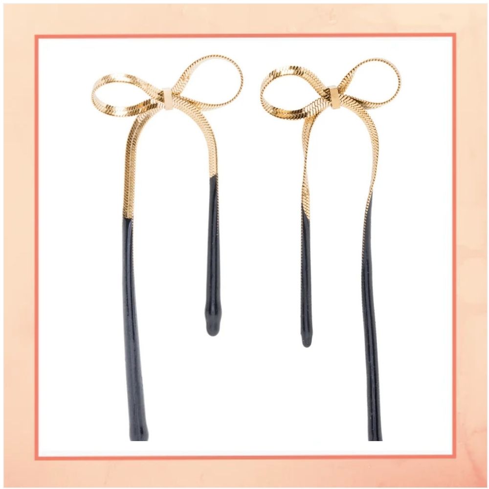 Gold & Black Bow Earrings