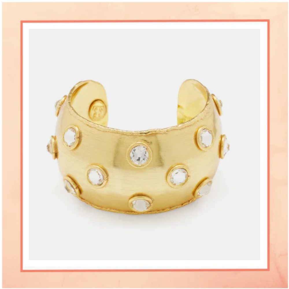 Broad Cuff With White Stones Bracelet
