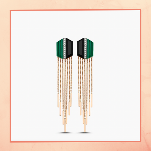 Deep Malachite & Onyx Long Earrings