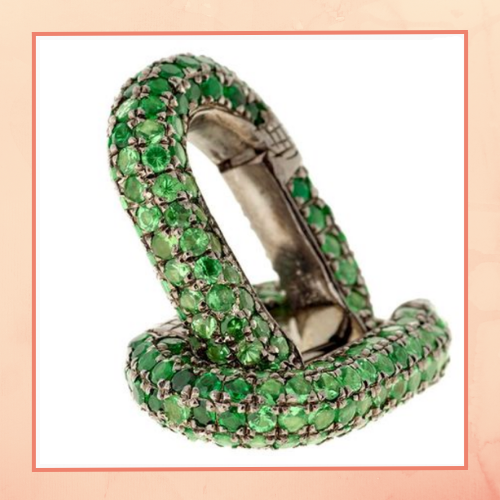 Emerald Studded Modern Hoops
